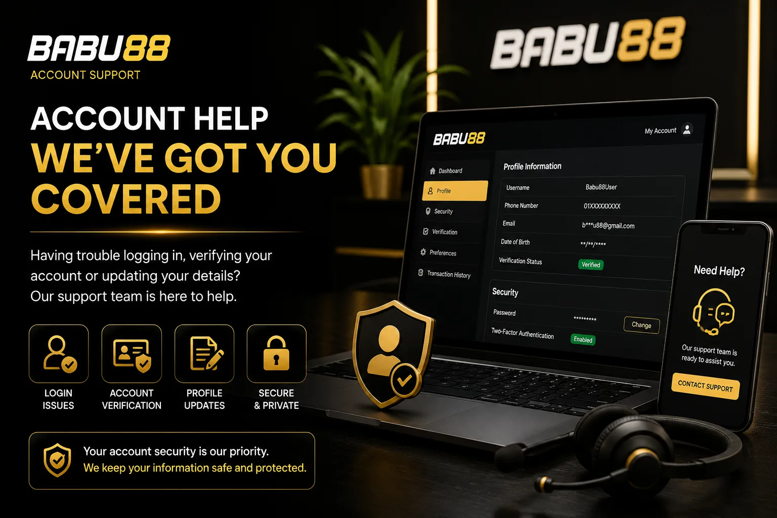 BABU88 account login and verification support