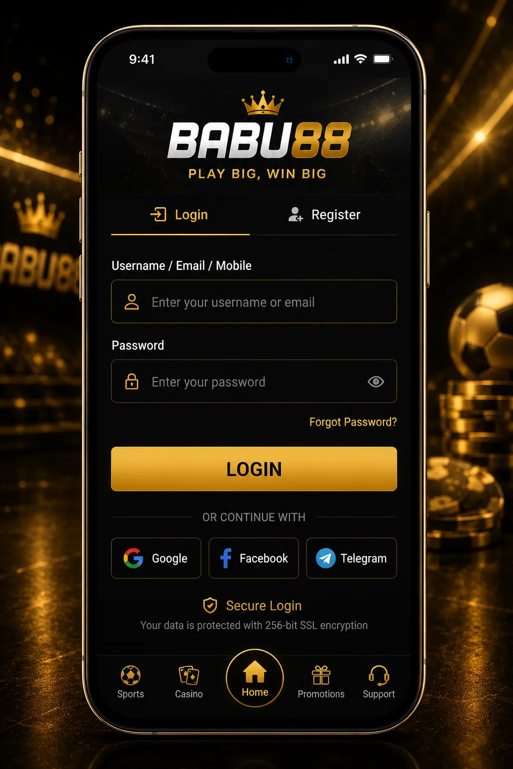BABU88 app login screen preview