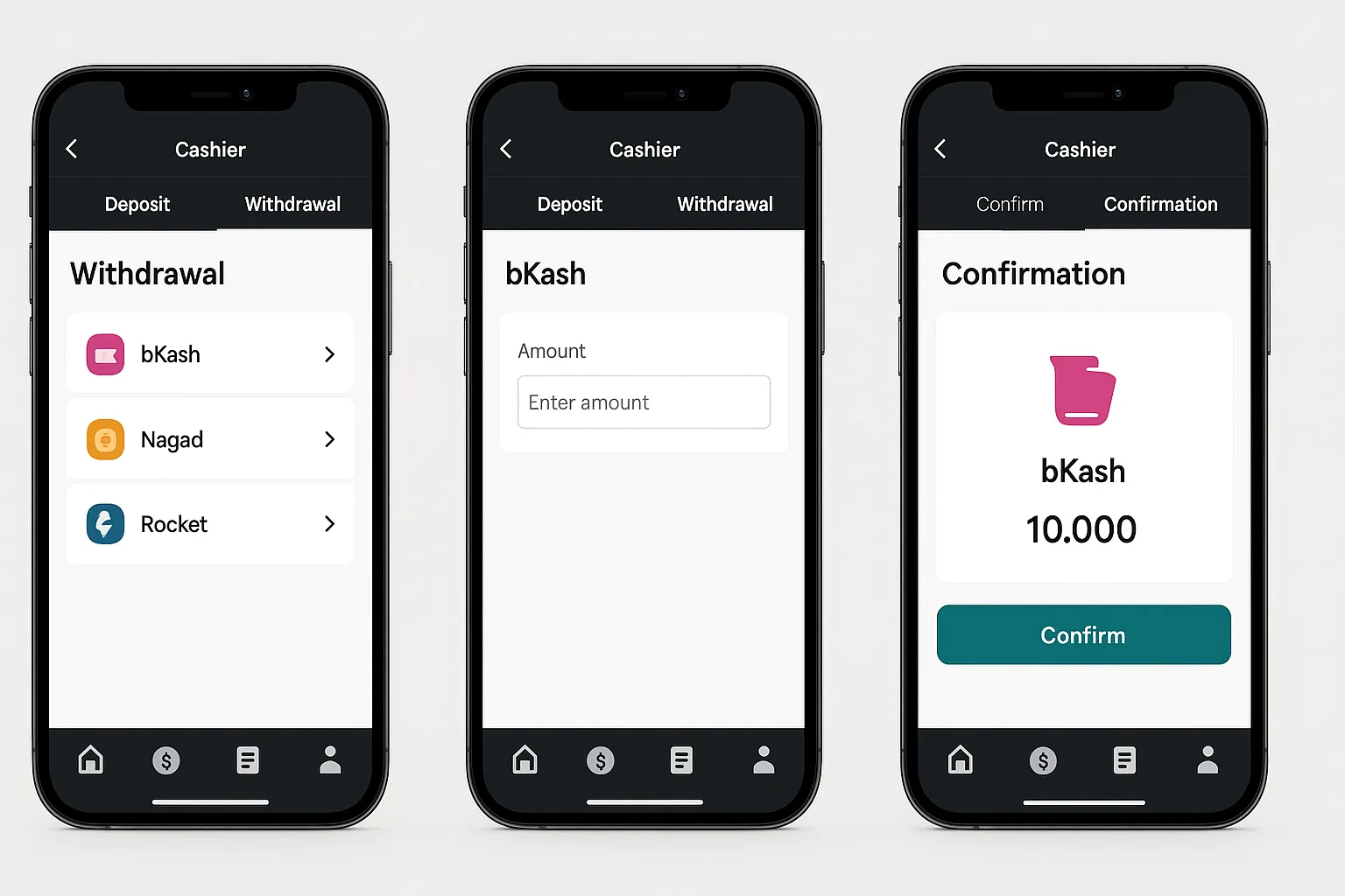 Step-by-step withdrawal flow in BABU88 app