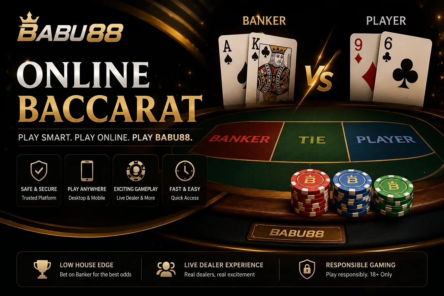 Online Baccarat Bangladesh guide with banker player and tie cards