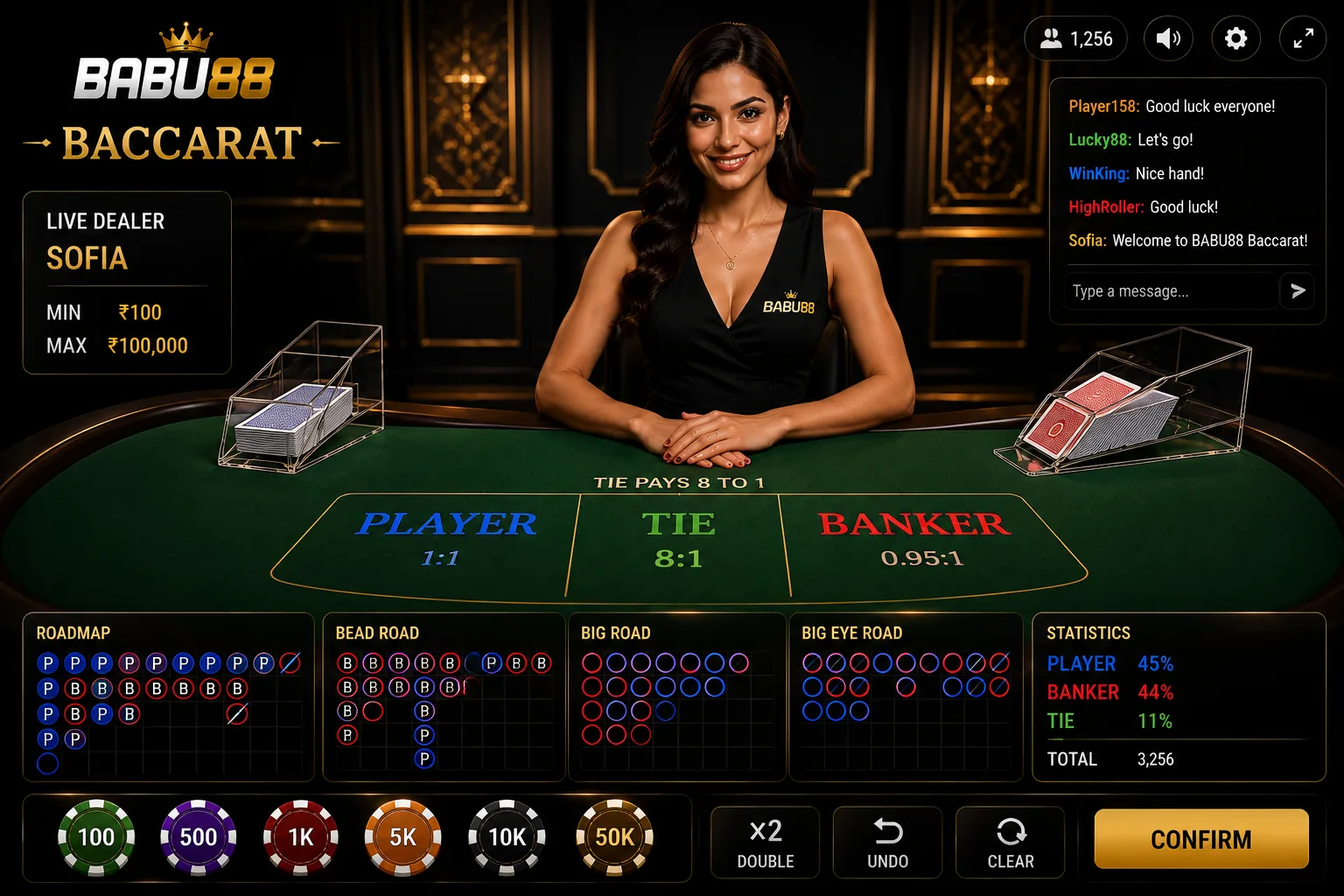 Live baccarat table