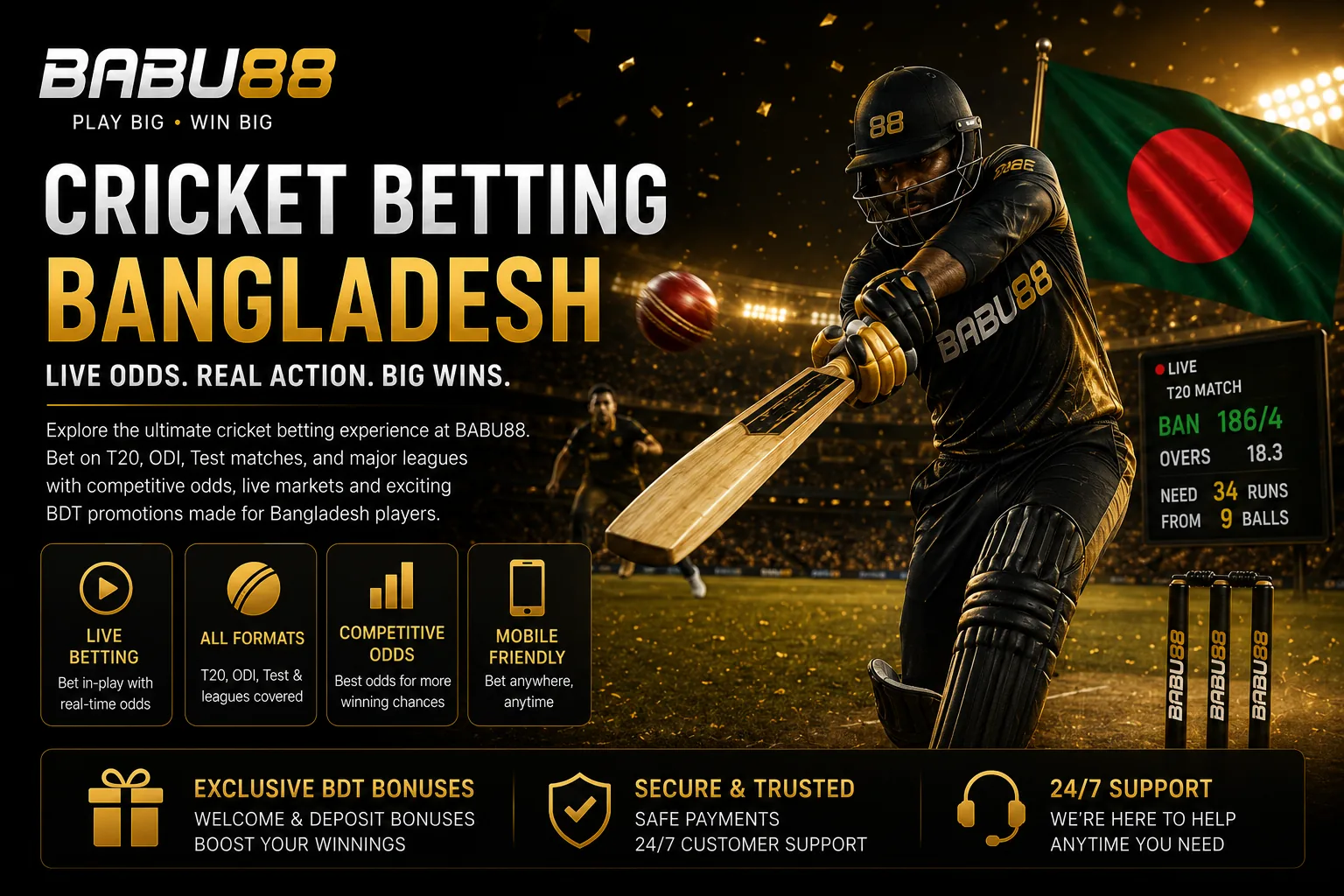 BABU88 cricket betting interface with live match odds