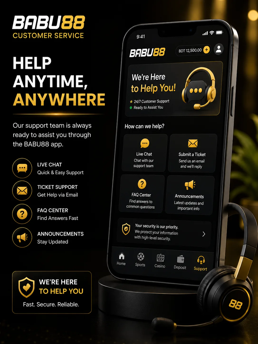 BABU88 app customer service screen