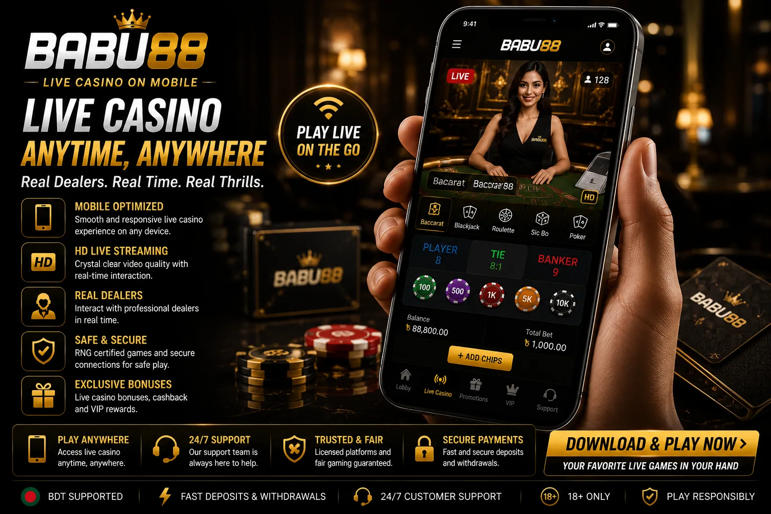 Live casino mobile preview