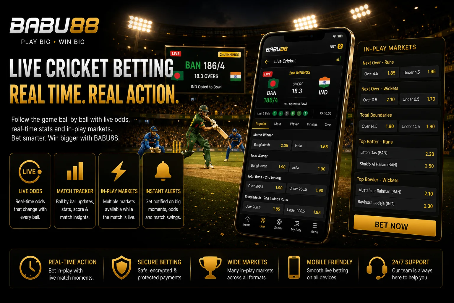 Live cricket betting odds and match tracker