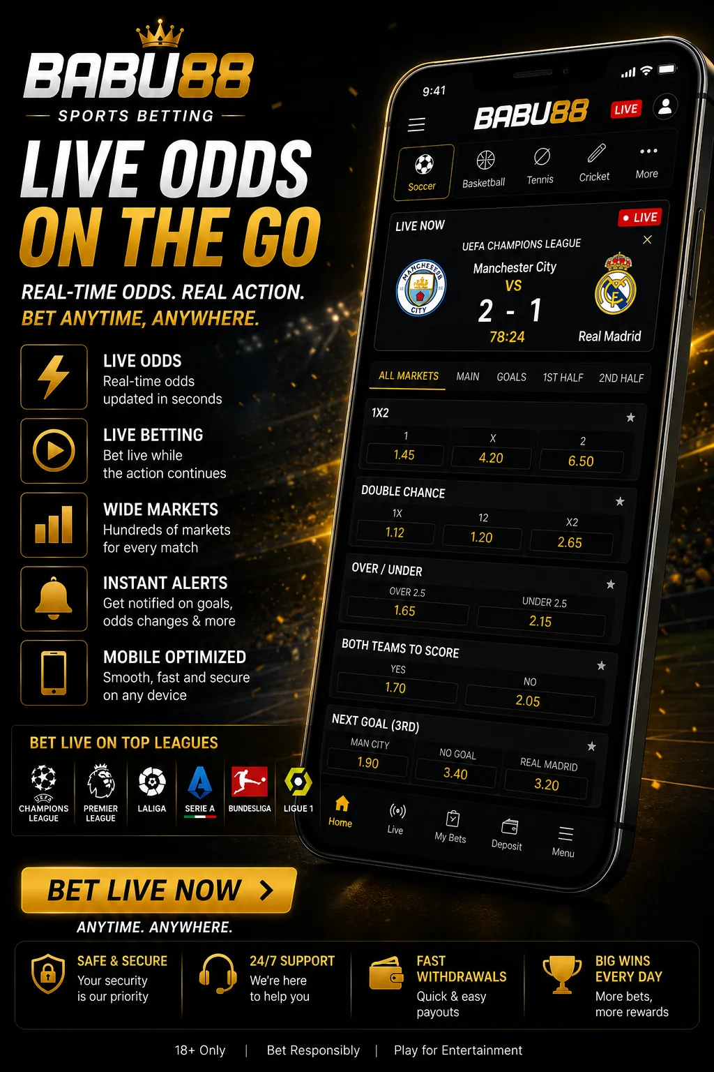 Mobile live odds preview