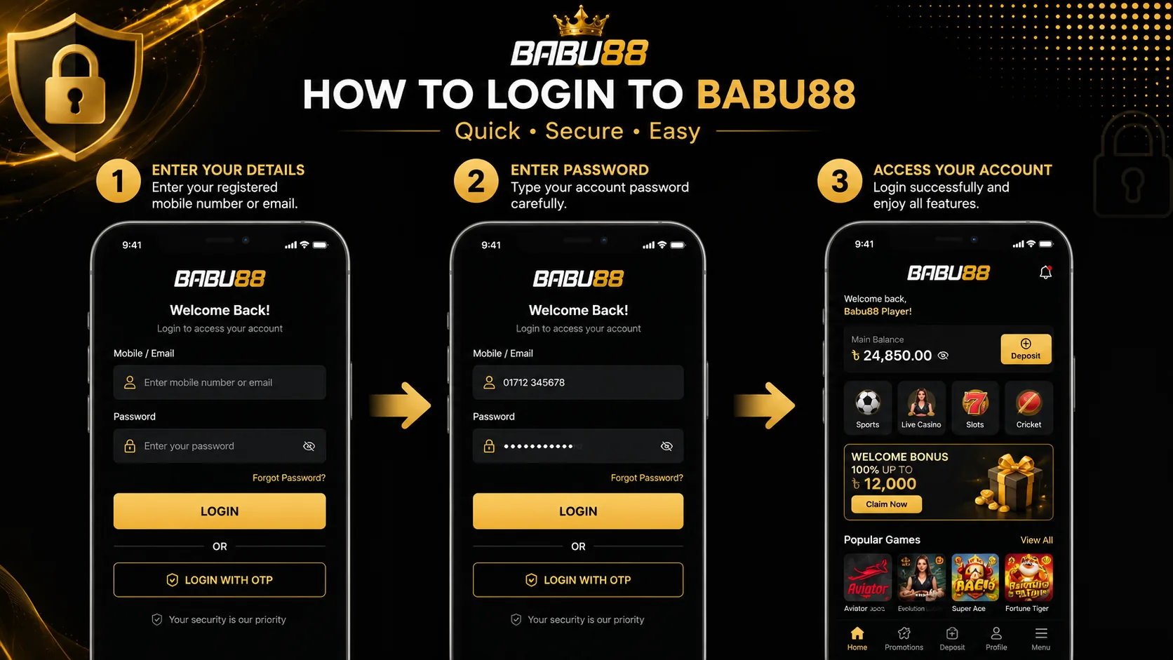 BABU88 login steps on desktop